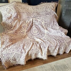 Vintage Geometric Double Weave Coverlet (Queen)